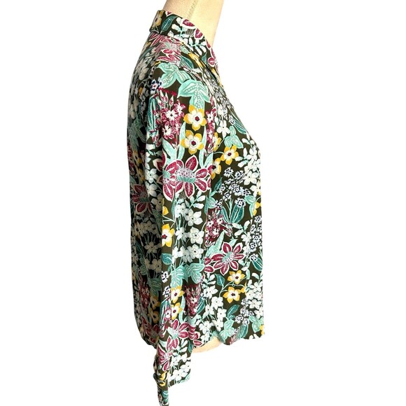 Talbots Womens Floral Mirrored Garden Cotton Button Front Long Sleeves  S - Picture 5 of 10